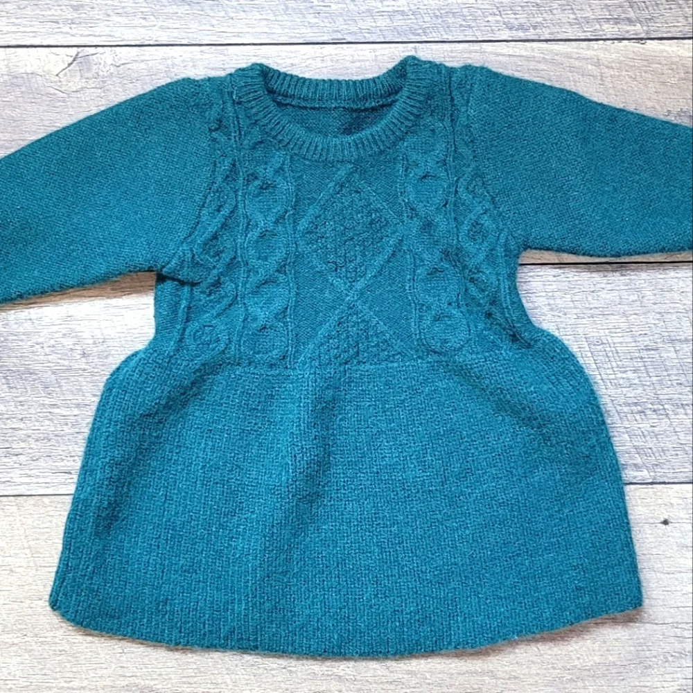 9-12 months green baby girl sweater dress - Picture 2 of 2